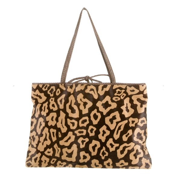 Carlos Falchi Pony Hair Leopard Tote - Picture 1 of 5